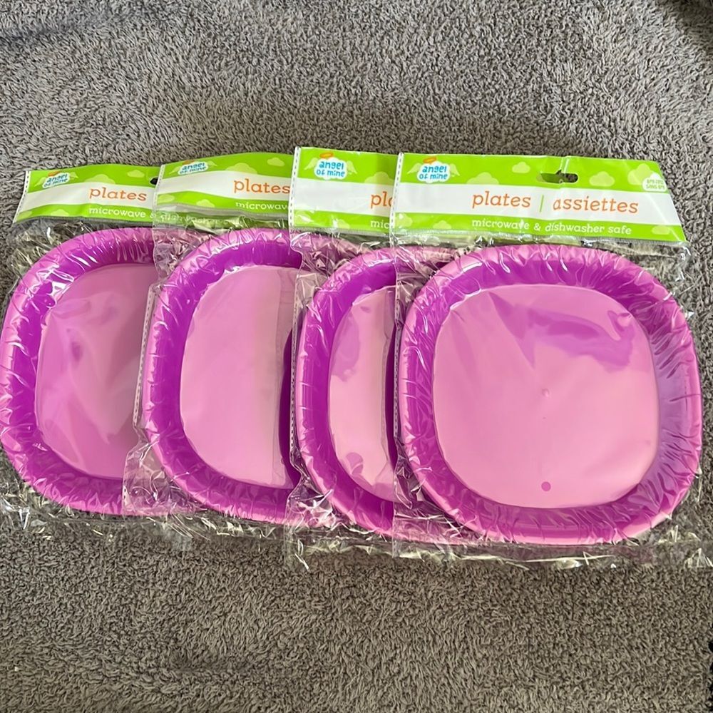 Angel of mine set of 8 purple plates NEW